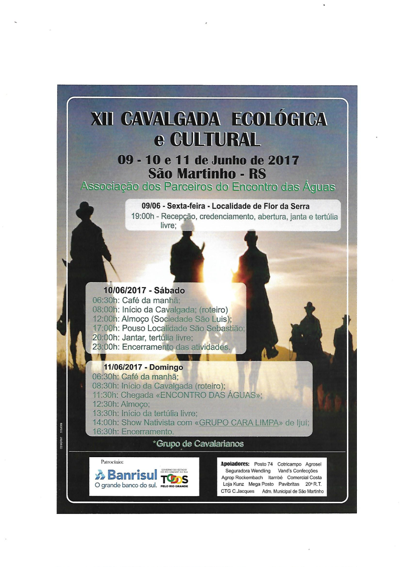 12ª CAVALGADA ECOLÓGICA E CULTURAL